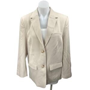 NEW NA-KD Women's Cream White Twill Oversized Button Blazer Coat Jacket Size 6